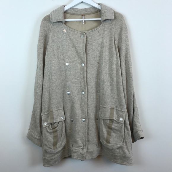 Free People Jackets & Blazers - Free People Taupe Long Jacket Size Small